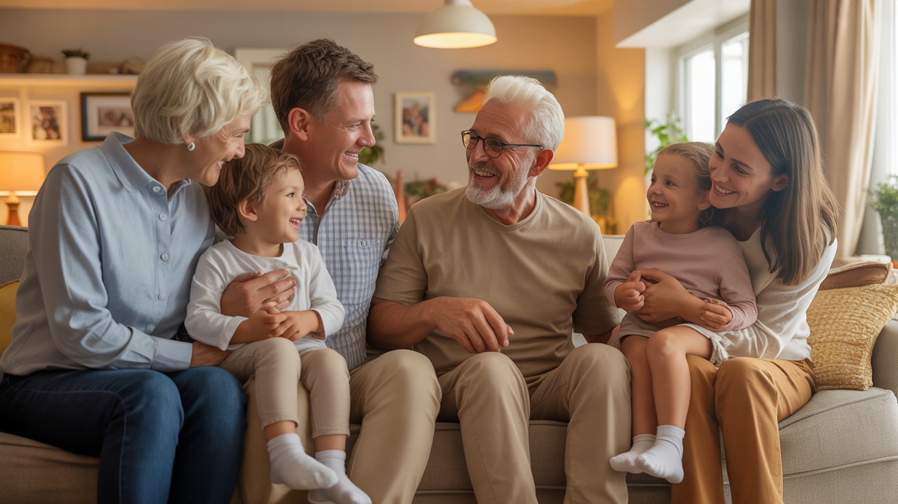 Happy family gathering together